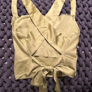 Green silk tank top that ties in the back